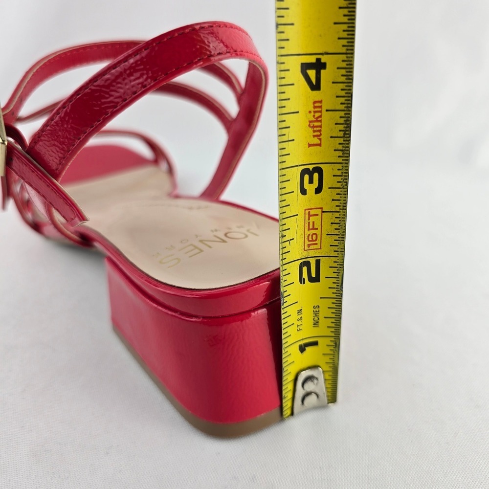 NWT Jones New York Women's Red Patent Strappy Block Heel Buckle Sandals 7.5M - Picture 16 of 16